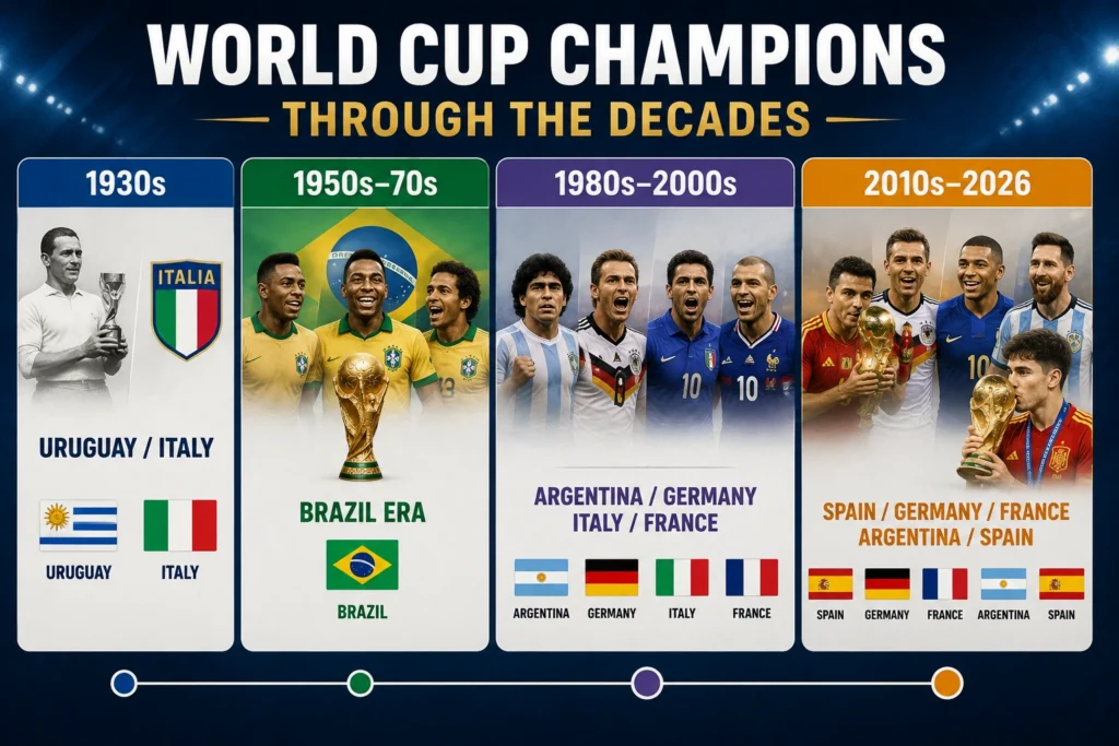 world cup champions through the decades