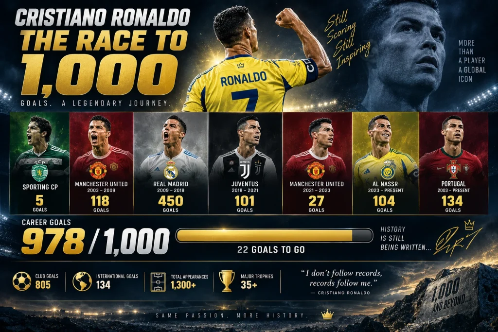 cristiano ronaldo road to 1000